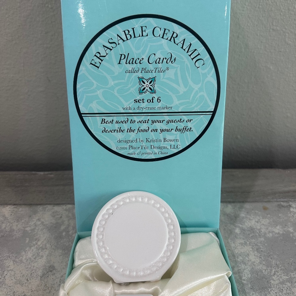Placetile Designs Erasable Ceramic Place Cards By Kristen Bowen Set of 6 Round